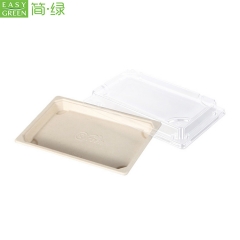 EG-1.5 Disposable pulp Food Container Sushi Tray With Lid Food Packaging