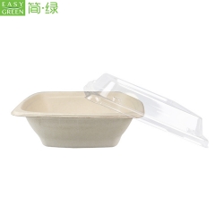 24oz Biodegradable Bagasse Bowls Disposable With Lid