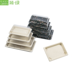 Disposable Container Biodegradable Food Packaging Boxes With Plastic Lid For Sushi