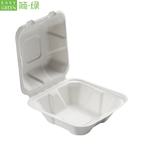 Biodegradable Bagasse Clamshell Hamburger Food Containers Box