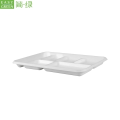 6-com Disposable Paper Pulp Takeaway Food Containers Compartment Tray