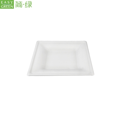 Disposable White Sugarcane Dinner Plate Square