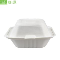 Biodegradable Bagasse Clamshell Hamburger Food Containers Box