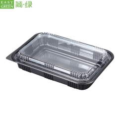 Black Plastic PP Disposable Food Containers Box With Lid