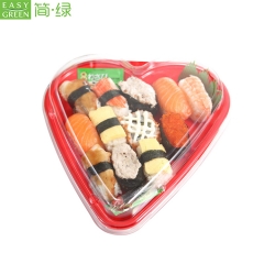 Disposable Plastic Sushi Container Tray of Heart shaped With Lid