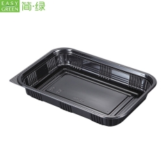 Black Plastic PP Disposable Food Containers Box With Lid