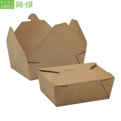 PK-40 Disposable Brown Kraft Paper Lunch Food Container For Food Packaging