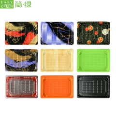 HP-09 Custom Black PS Plastic Sushi Trays With Lid