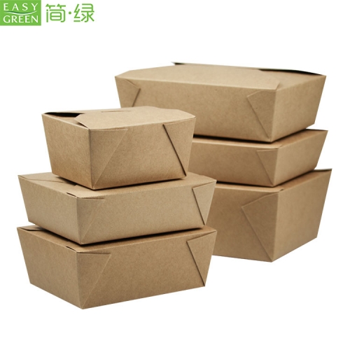 Pk-49 Packaging Kraft Paper Lunch Box For Disposable Food Take Away