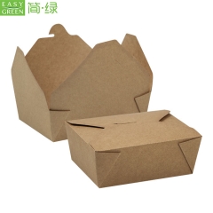 Pk-49 Packaging Kraft Paper Lunch Box For Disposable Food Take Away