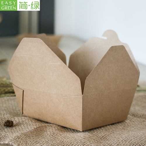 PK-55 Disposable Brown Kraft Paper Pulp Lunch Box For Custom Food Grade Packaging