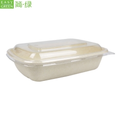 1000ml Eco Friendly Paper Disposable Bento Box For Narutral Pulp Biodegradable Lunch Box