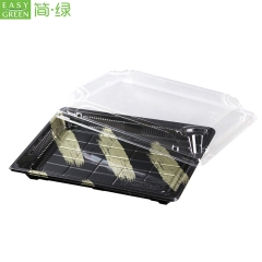 HP-09 Custom Black PS Plastic Sushi Trays With Lid