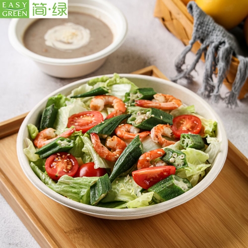 32oz Bagasse Biodegradable Salad Bowl For Instant Noodles Food Containers Disposable