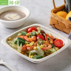 32oz Bagasse Bowls Biodegradable With Plastic Lids For Salad Container