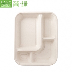 Biodegradable Bagasse Plates Sugarcane Dinner Plates Disposable Paper Plates with 4 Compartments