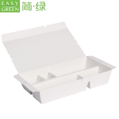 EASY GREEN Disposable Lunch Box White Paper Food Packaging with 5 Compartment