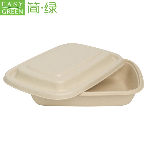 Easy Green disposable rectangle biodegradable salad noodle lunch food storage container with paper lids