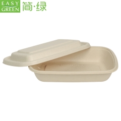 Easy Green disposable rectangle biodegradable salad noodle lunch food storage container with paper lids