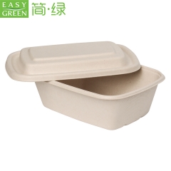 EASY GREEN Disposable Biodegradable Bagasse Tableware Rectangular Pulp Molded Food Packaging Container