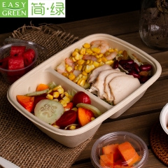 Easy Green Sugarcane Bagasse Pulp Disposable Lunch Box Biodegradable Food Packaging