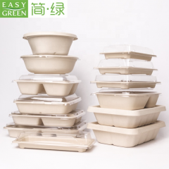 Easy Green Sugarcane Bagasse Pulp Disposable Lunch Box Biodegradable Food Packaging