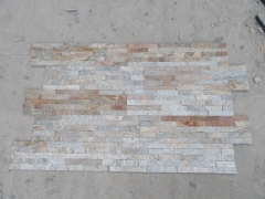 Rusty yellow quartz veneer panels cultured stone cladding fireplace stone veneer