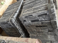 Ancient wood black cultured stone cladding black stacked stone panel price