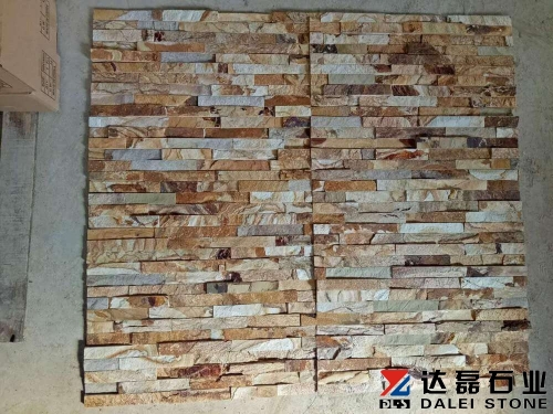 Golden slate external stone cladding stacked slate stone veneer