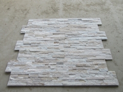 Golden white quartz stacked stone veneer glued cultured stone