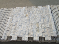 Golden silk white quartzite cultured stone wall veneer stacked stone panel
