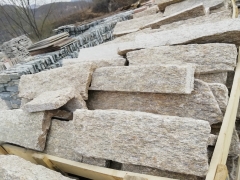 Tiger skin yellow granite crazy random size scattered stone and corner for wall cladding