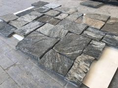 China striped grey granite natural stone square shape wall cladding and corner