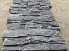 Black slate stacked stone slate cement cultured stone wall panel decoration