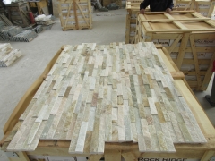 Yellow wood quartzite cultured stone cladding quartz stacked stone