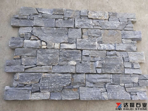 Blue-quartz stone veneer and corner cement cultured stone veneer
