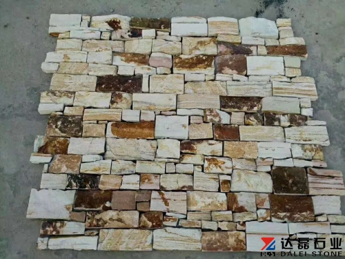 Two-tone sandstone stacked stone slate cement culture stone panel