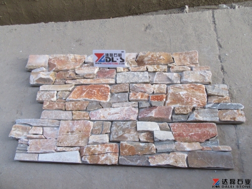 Cement yellow wood grain cultured stone wall cladding Dalei stone