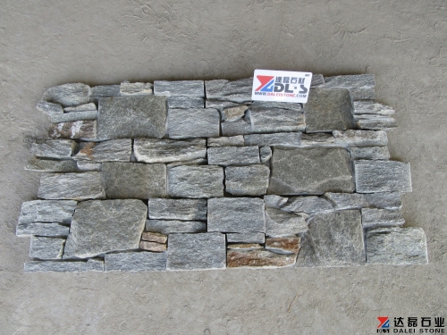 Green quartzite cultured stone panels back with cement for walls