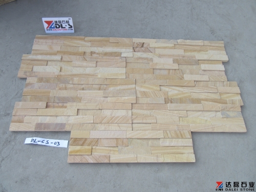 Yellow wood sandstone stacked stone cladding cultured stone veneer