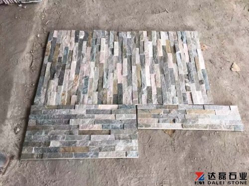 Yellow wood grain quartzite culture stone multicolor for wall decorative panels