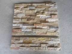 Yellow quartzite culture stone wall cladding stacked ledge stone veneer