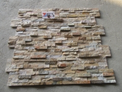 Yellow quartzite culture stone wall cladding stacked ledge stone veneer