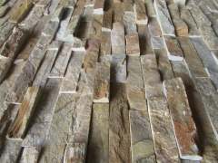 Yellow quartzite culture stone wall cladding stacked ledge stone veneer