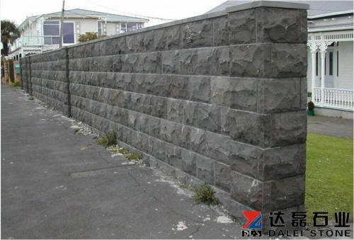 Natural China Hainan black basalt wall stone landscape stone with hole