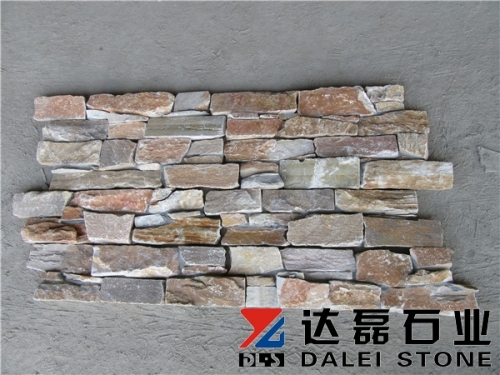 Natural cement yellow wooden quartzite cultured stone wall cladding