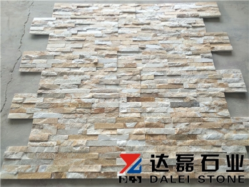 Natural yellow quartzite cultured stacked stone veneer wall cladding