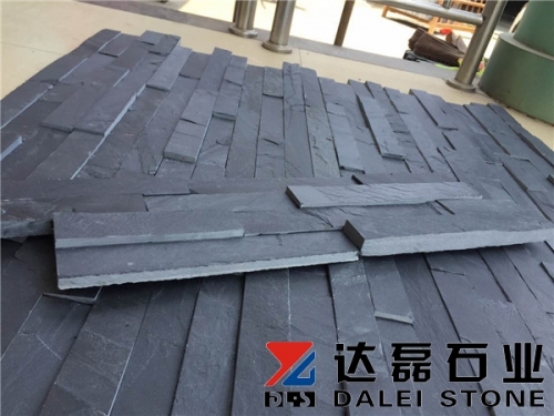 Natural black slate stacked stone culture stone wall cladding