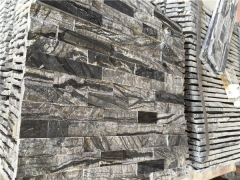 Black ancient wood grain culture stone stacked stone for wall cladding