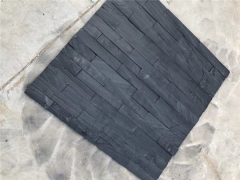 China natural black slate stacked stone culture stone wall cladding panel